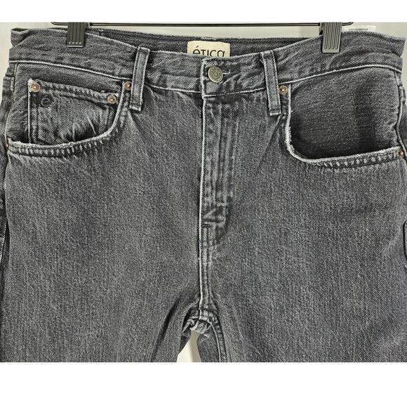 ETICA WOMEN'S REAH MID RISE STRAIGHT JEANS – BLACK STONE WASHED, SIZE 28 - Picture 3 of 13
